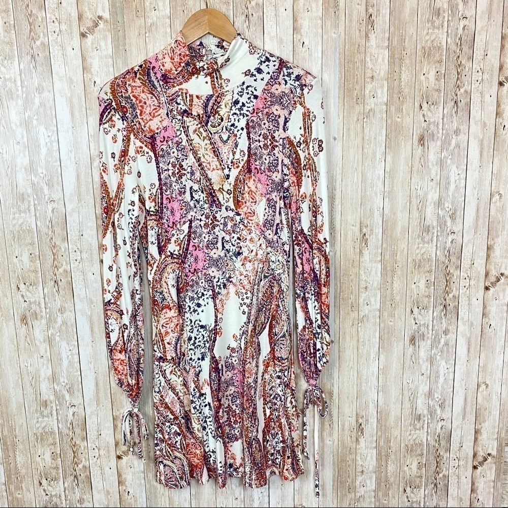 Free People All Dolled Up Paisley Mock‎ Neck Dress - Picture 6 of 14